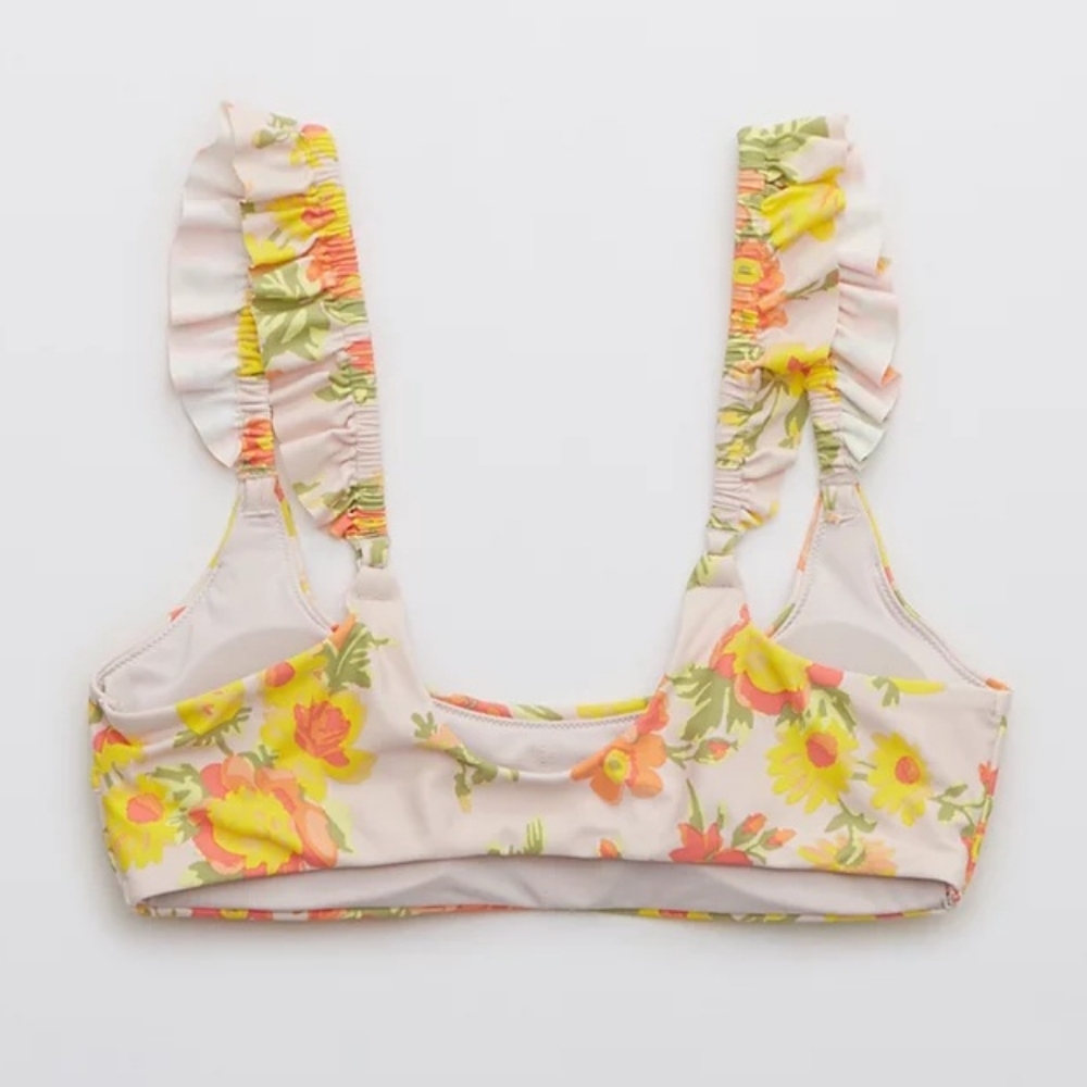 🍹AERIE RUFFLE SCOOP BIKINI TOP SIZE L & BOTTOM SIZE M - Picture 8 of 15